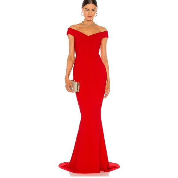 Nookie Red Off-Shoulder Maxi Dress NWT - Picture 1 of 11